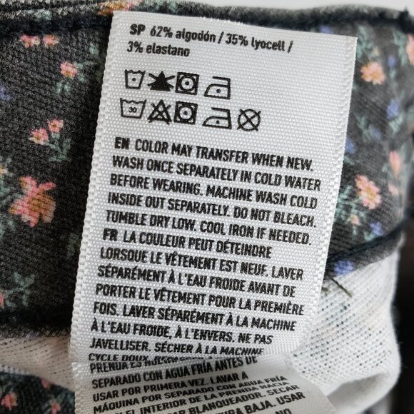 American Eagle Mom Jeans Mini Floral Print Button Fly Tapered Utility sz 10 Long - Picture 9 of 11